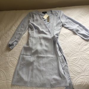 Shale blue wrap dress in crepe